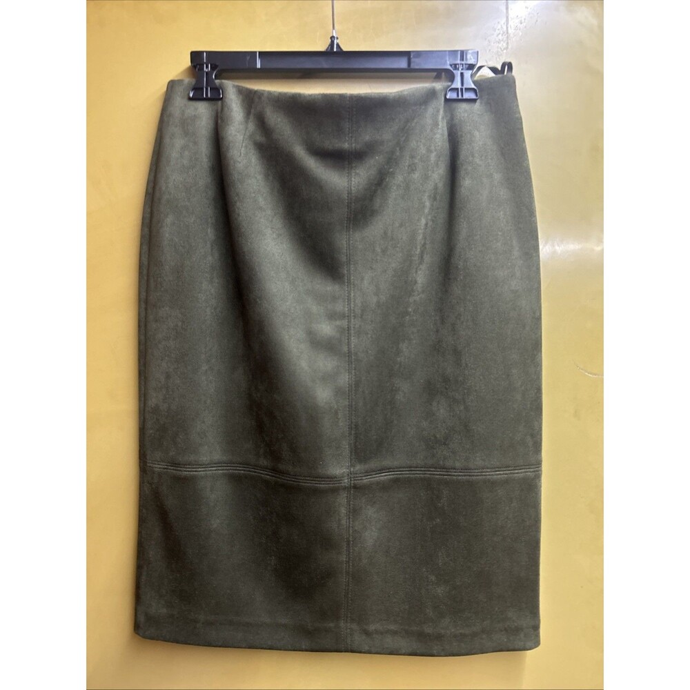Preston & York Olive Green Faux Leather Pencil Skirt Size 6, NWT